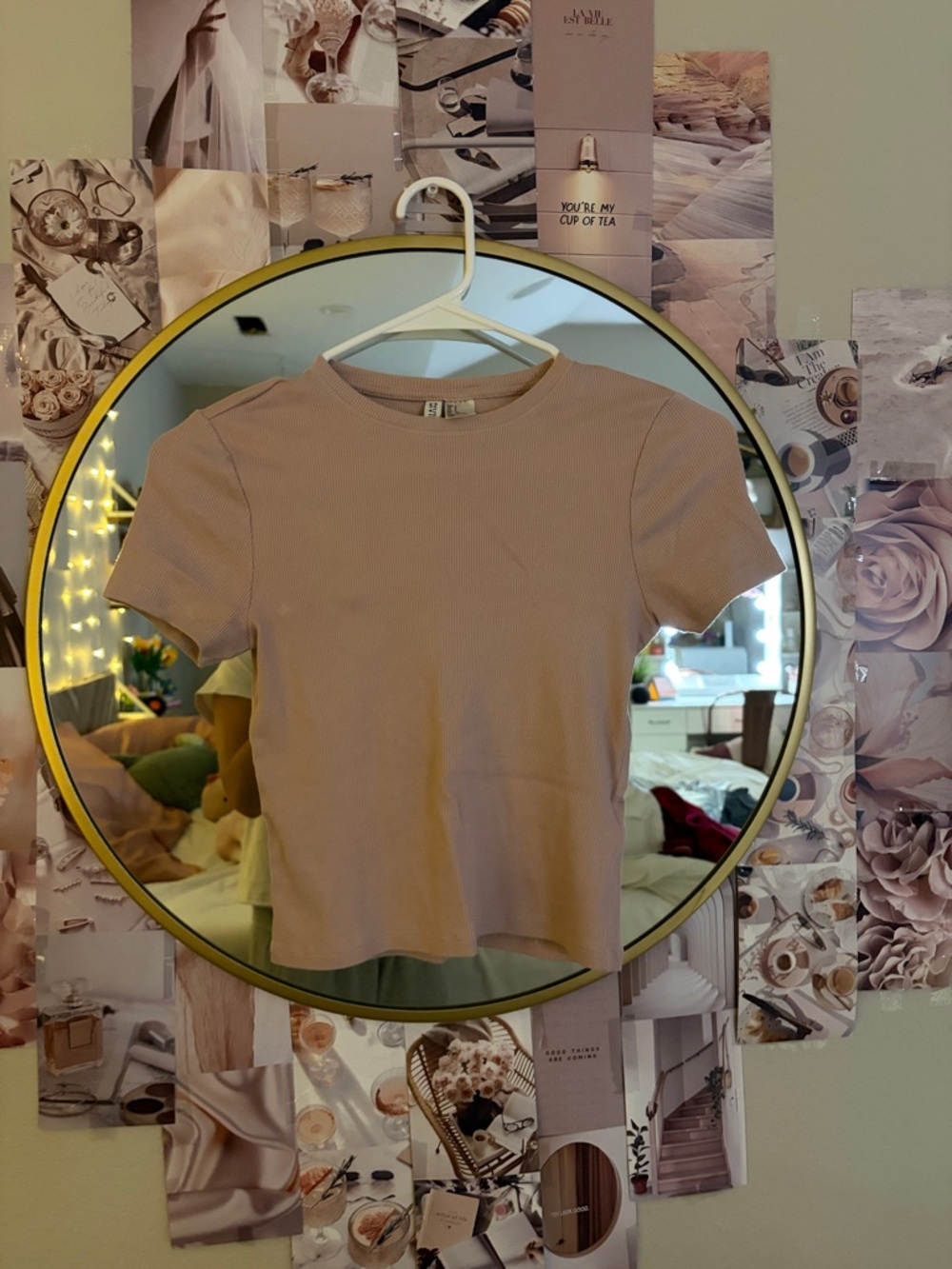 H&M Light Pink Short Sleeve Ribbed Tee
